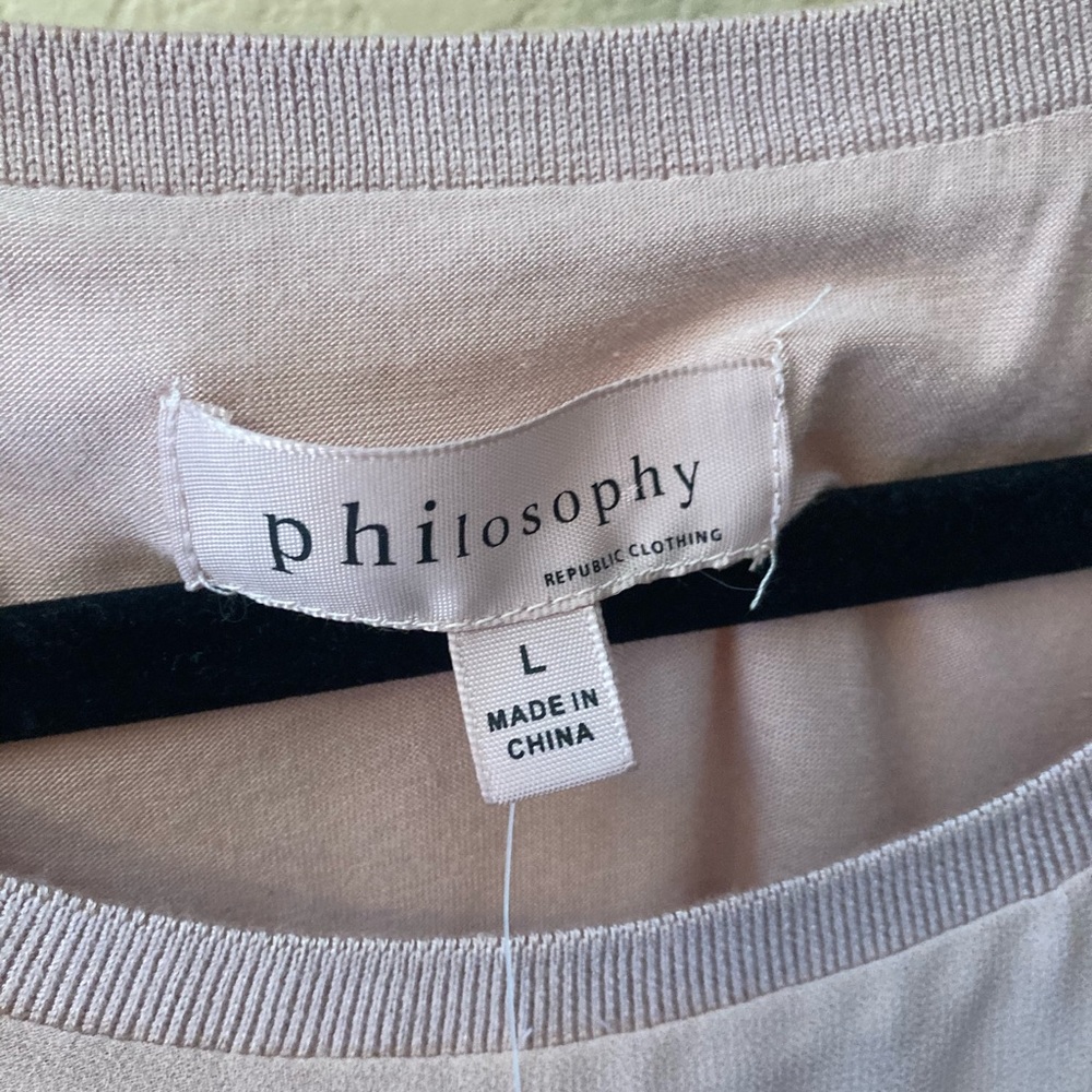 NWT philosophy ruffle sleeve top- blush pink  -L - Picture 3 of 7